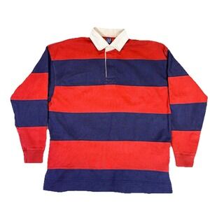 Vintage 90s GAP Men's Colorblock Rugby Red Long Sleeve Polo Shirt Size Medium